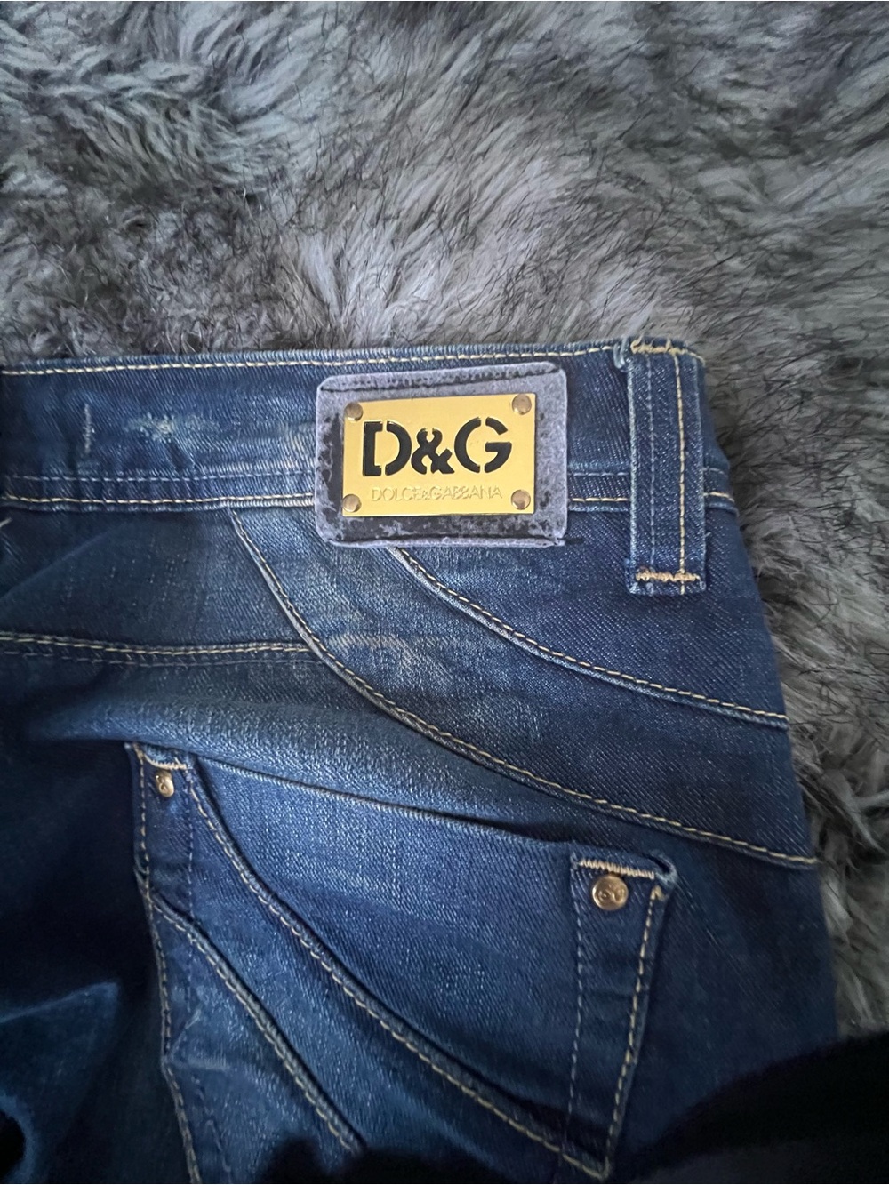 D&G women's Navy Blue Slim Jeans with Branded Plaque